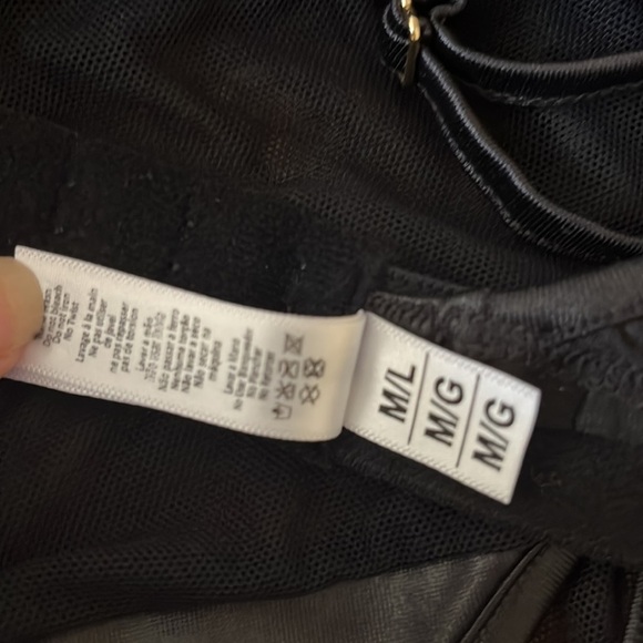 NWT Mapale Black Two Piece Set lace Faux leather Size M/L - Picture 3 of 4